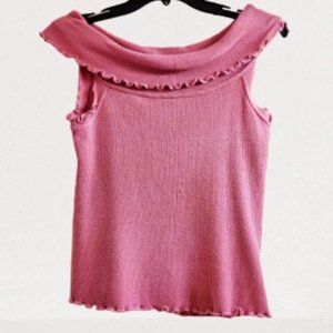 Women's Sexy Off Shoulder Dusty Rose Pink Stretchy Tee Top Sleeveless New